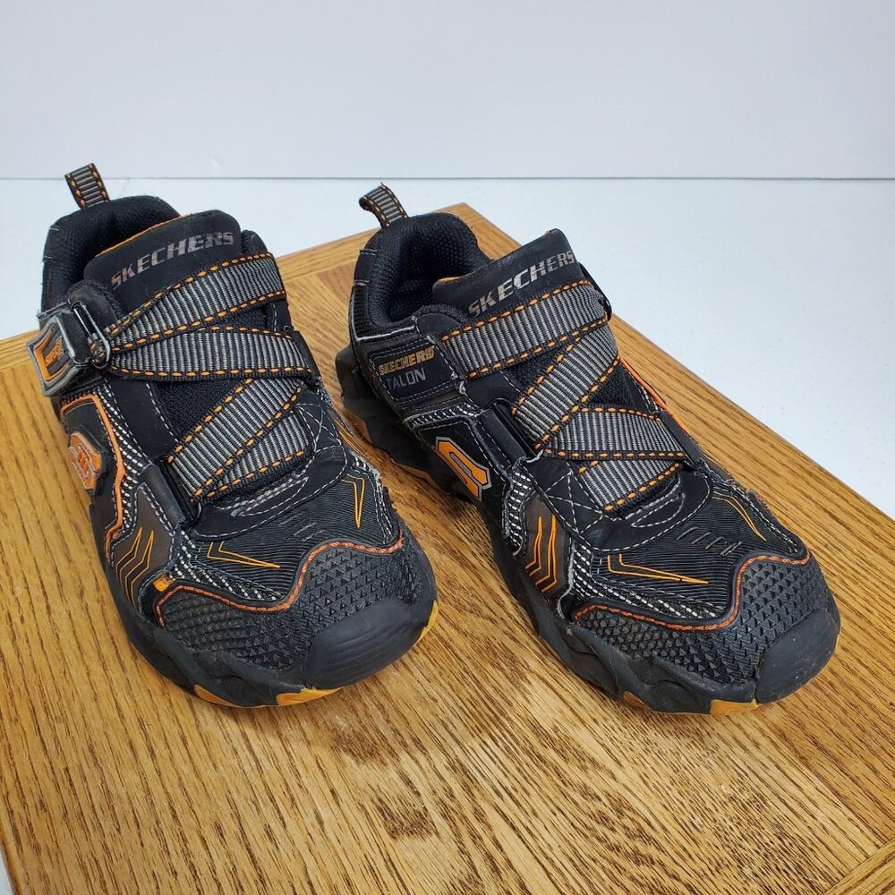 Skechers Shoes Boys Size 2.5 Black Orange Super Z Strap Athletic SKX Destroyer